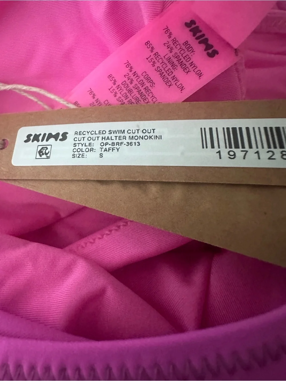 Skims recycled swim cut out halter monokini taffy pink Swimsuit size small nwt💗